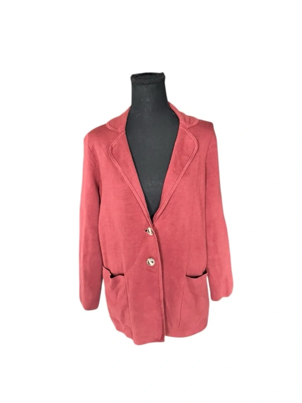 J.Crew Red Knit Blazer Cardigan Small Preppy Coastal Chic Minimalist Cotton H45
